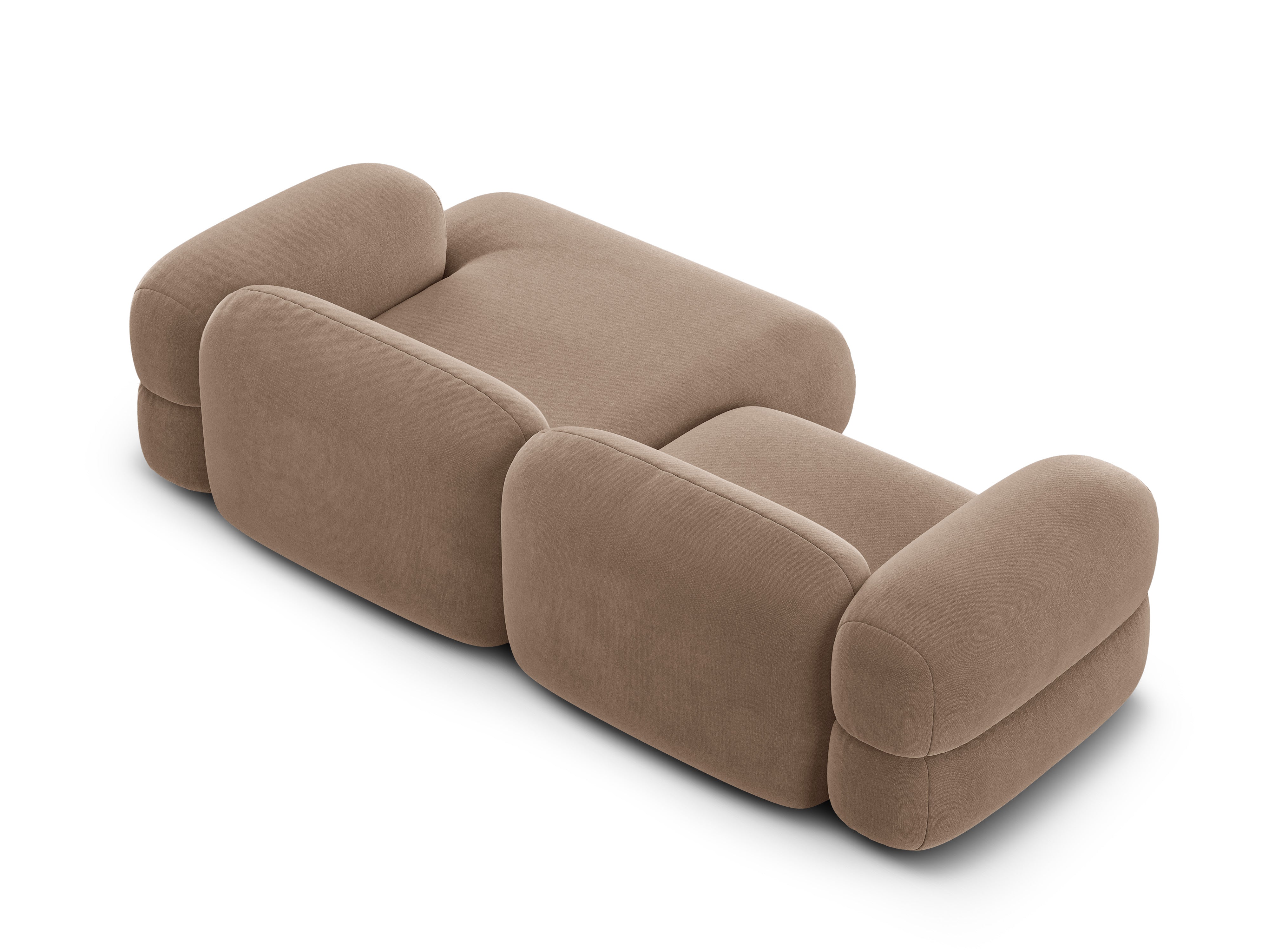 Right-facing velvet corner sofa ROGER in dark beige