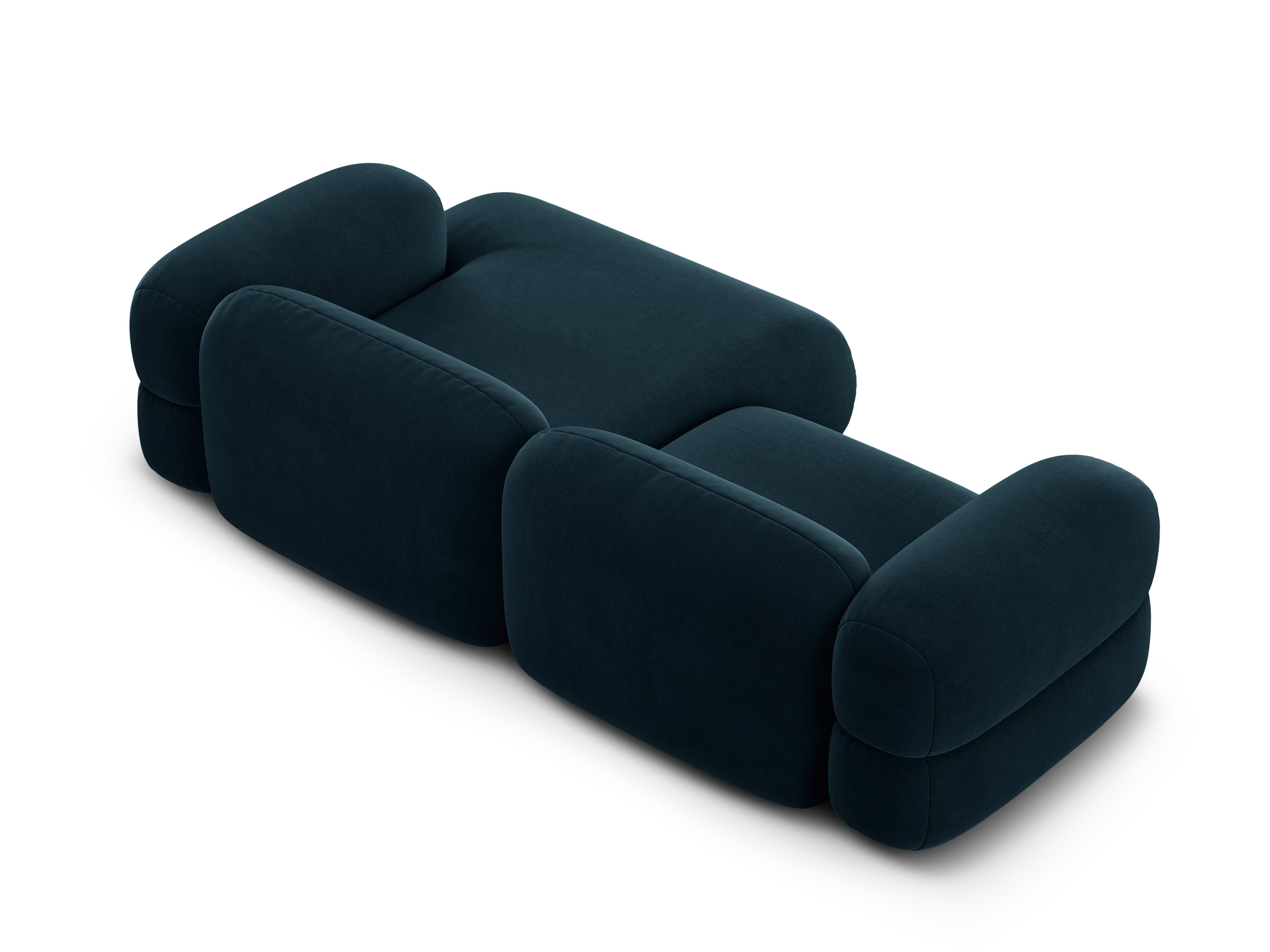 Rohová sedačka z sametu pravostranná ROGER modrá petrol