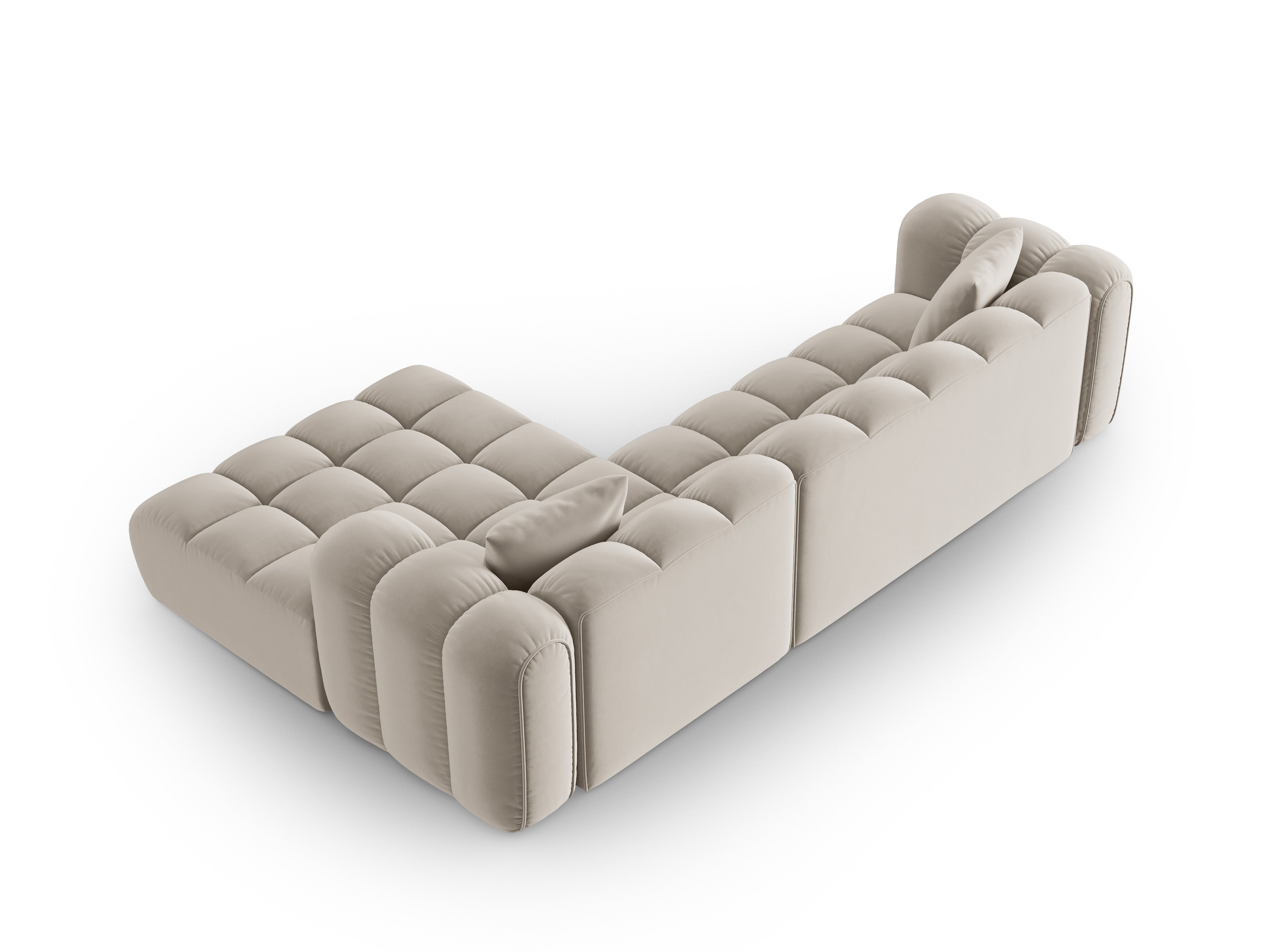 Sametový rohový gauč pre 4 osoby pravý ASTRO ecru