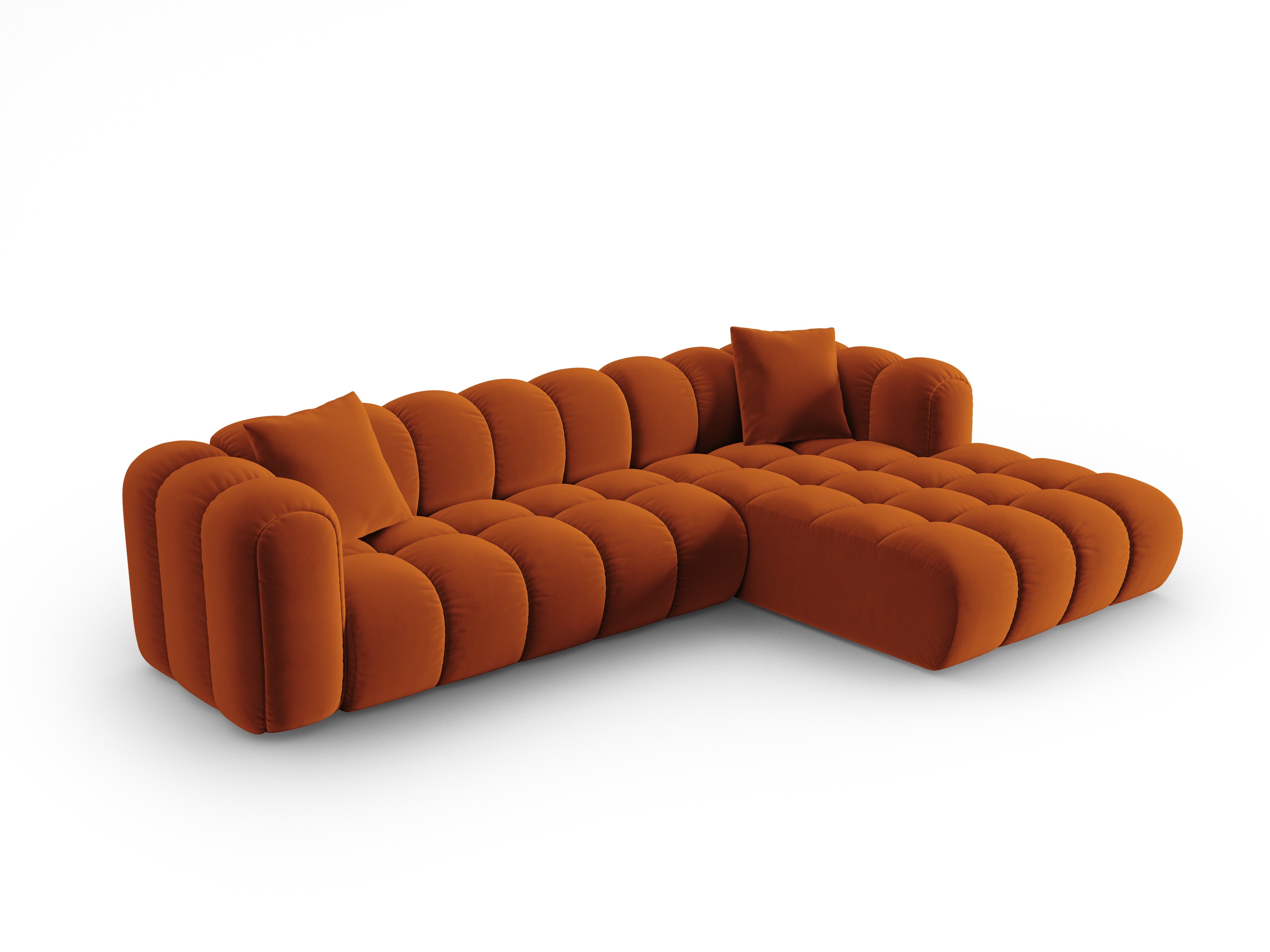 Velvet corner sofa for 4 people right-sided ASTRO rust