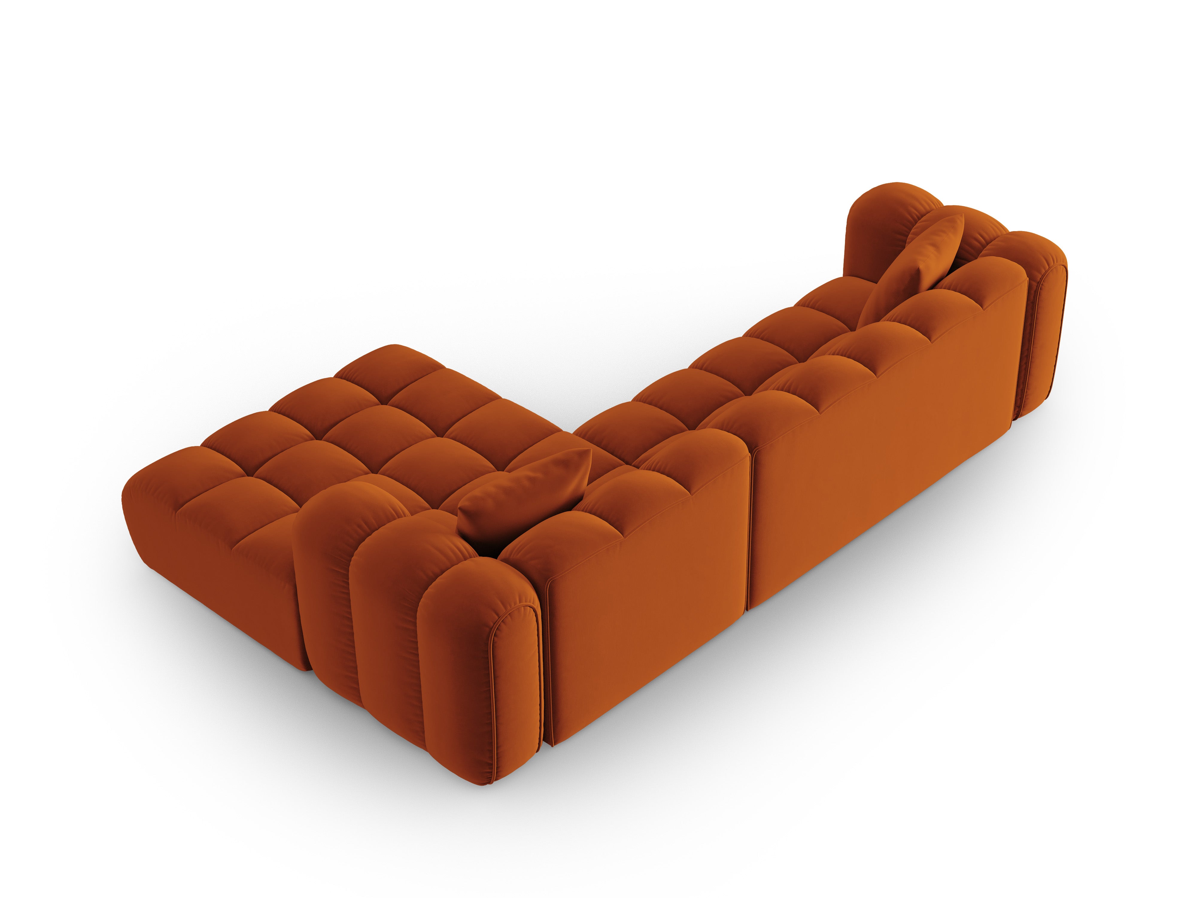 Sametový rohový gauč pre 4 osoby pravý ASTRO hrdzavý