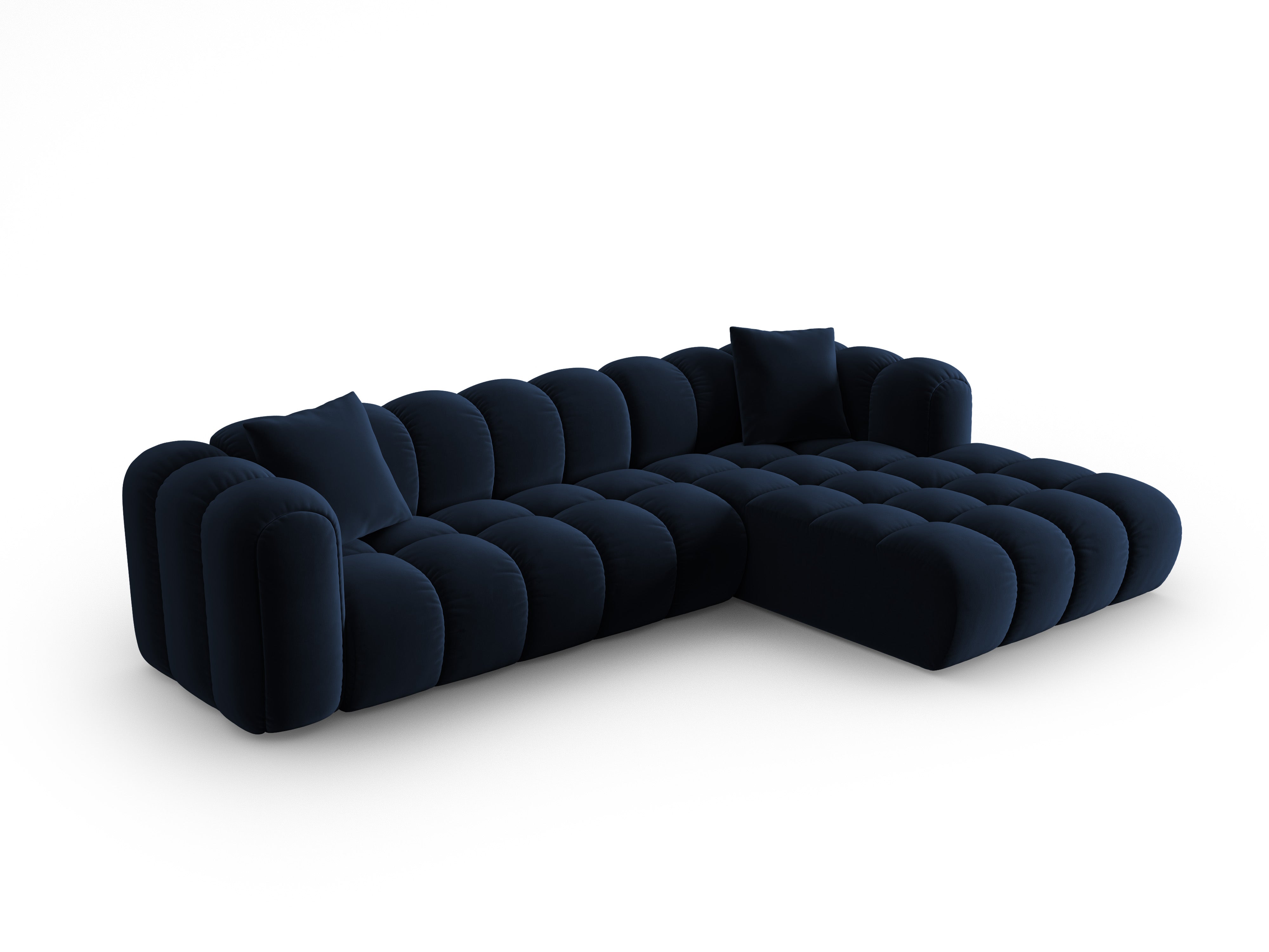 Velvet corner sofa for 4 people right-facing ASTRO royal blue