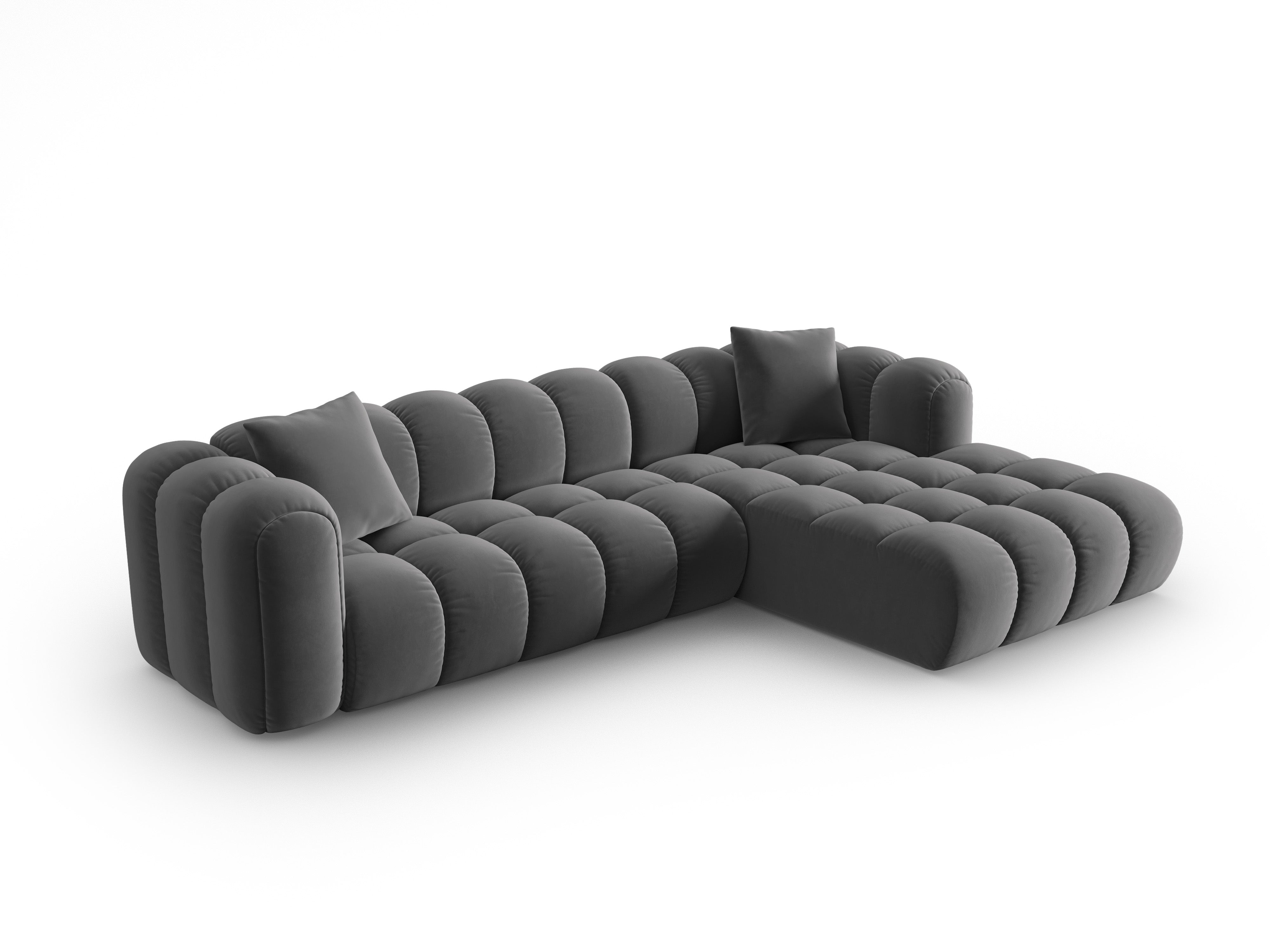 Velvet corner sofa for 4 people right-facing ASTRO gray