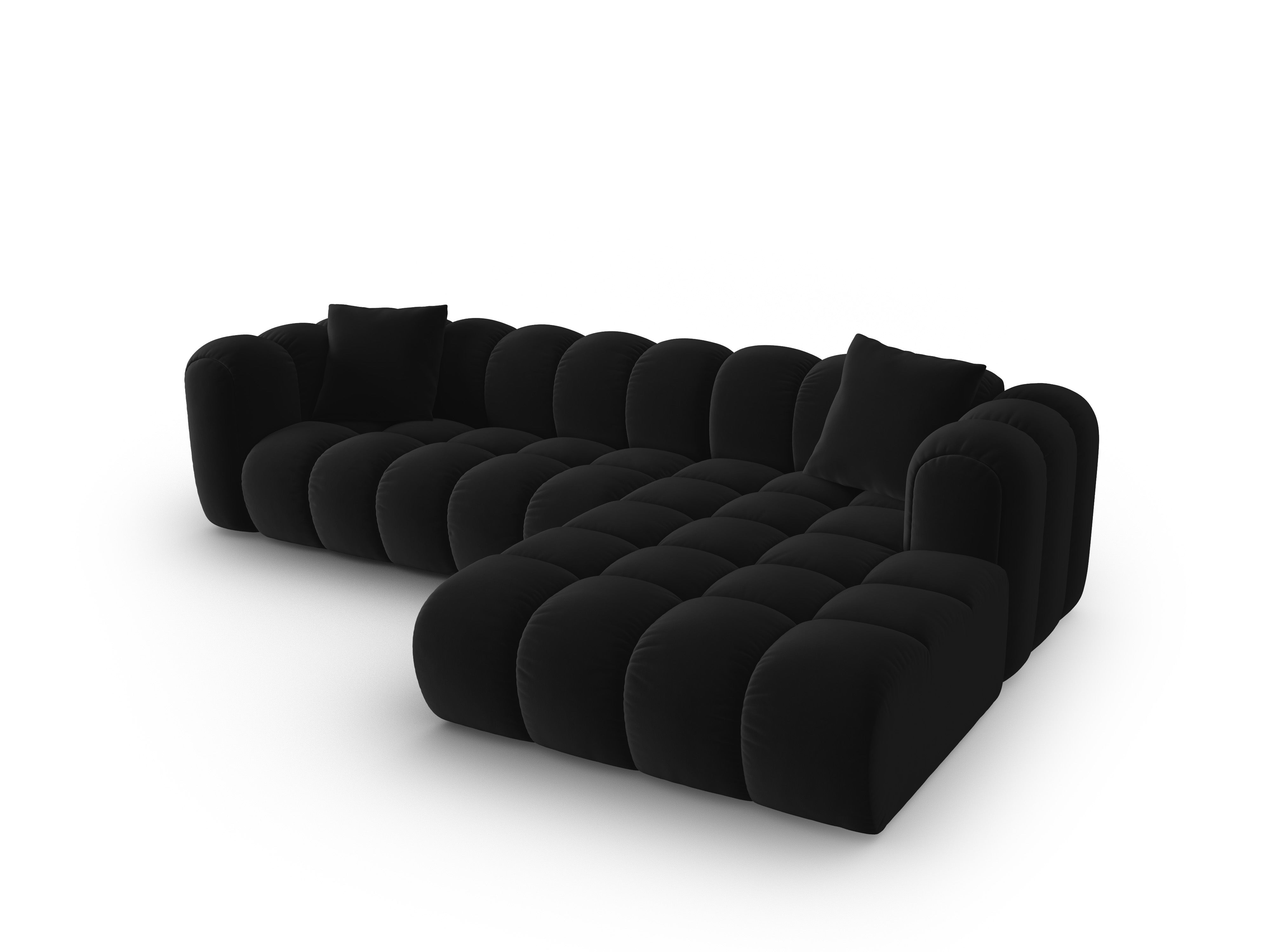 Velvet corner sofa for 4 people right-sided ASTRO black