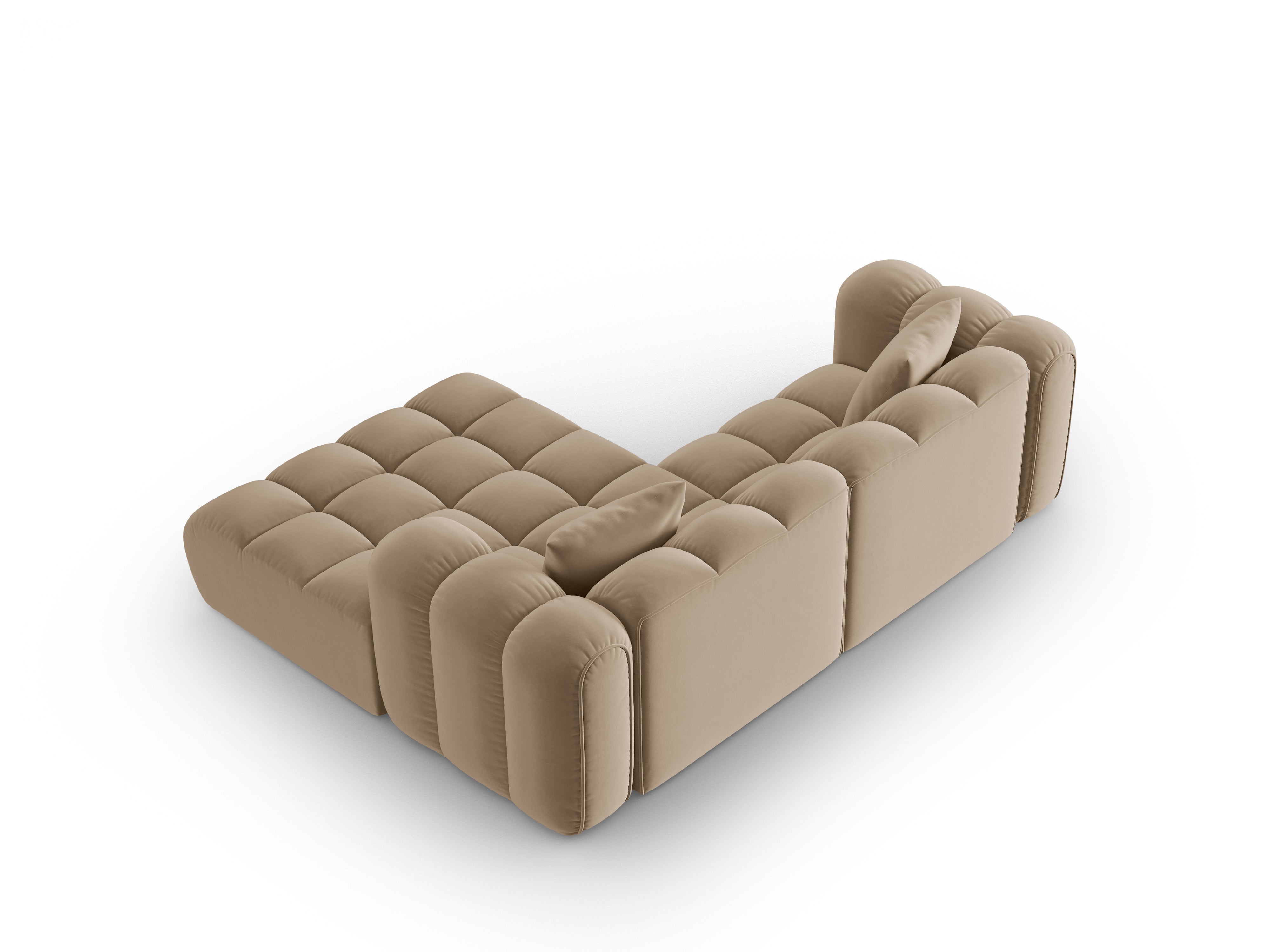 Sametový rohový gauč pre 3 osoby pravý ASTRO pieskový