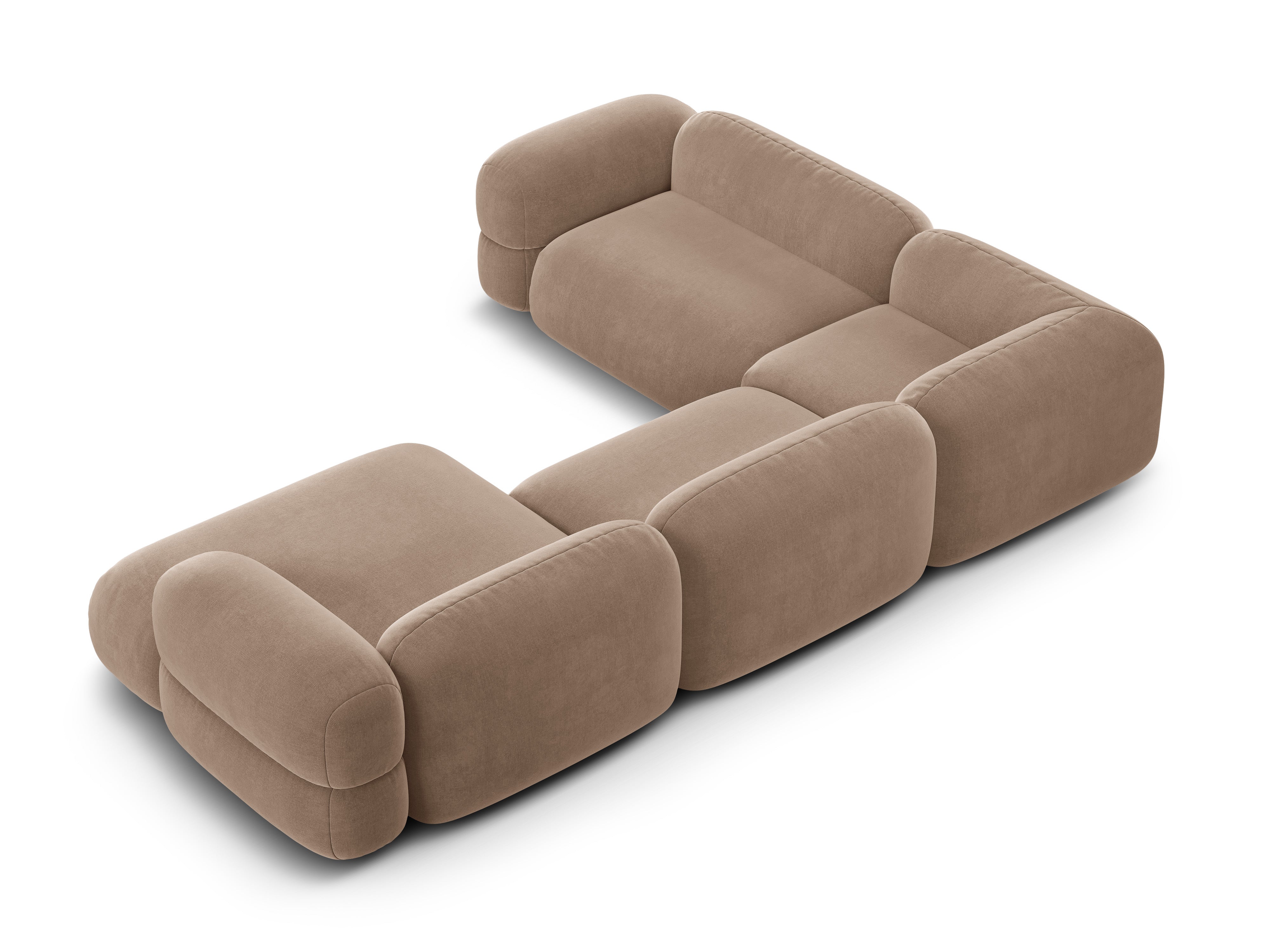 Left-facing U-shaped velvet corner sofa ROGER in dark beige