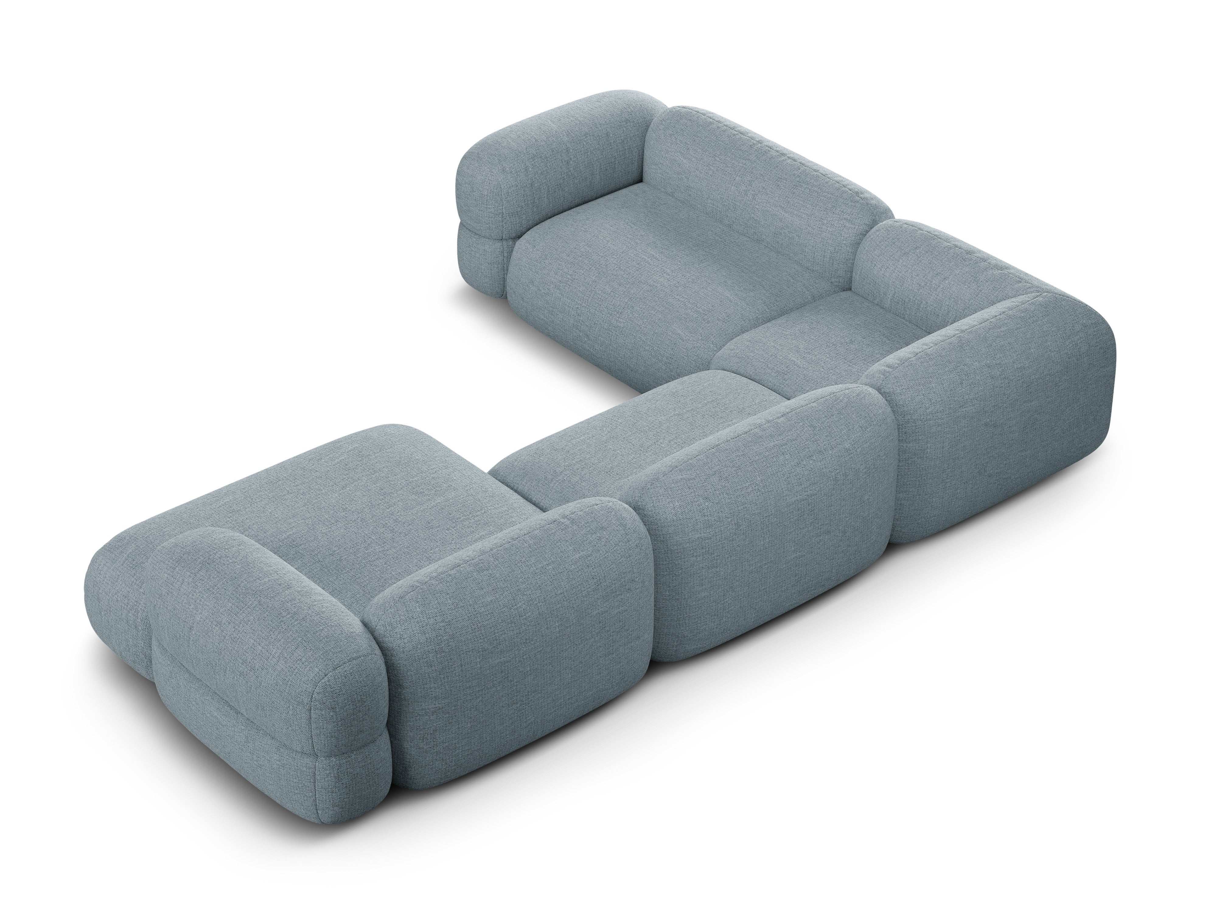 Left-facing U-shaped Corner Sofa ROGER in blue chenille