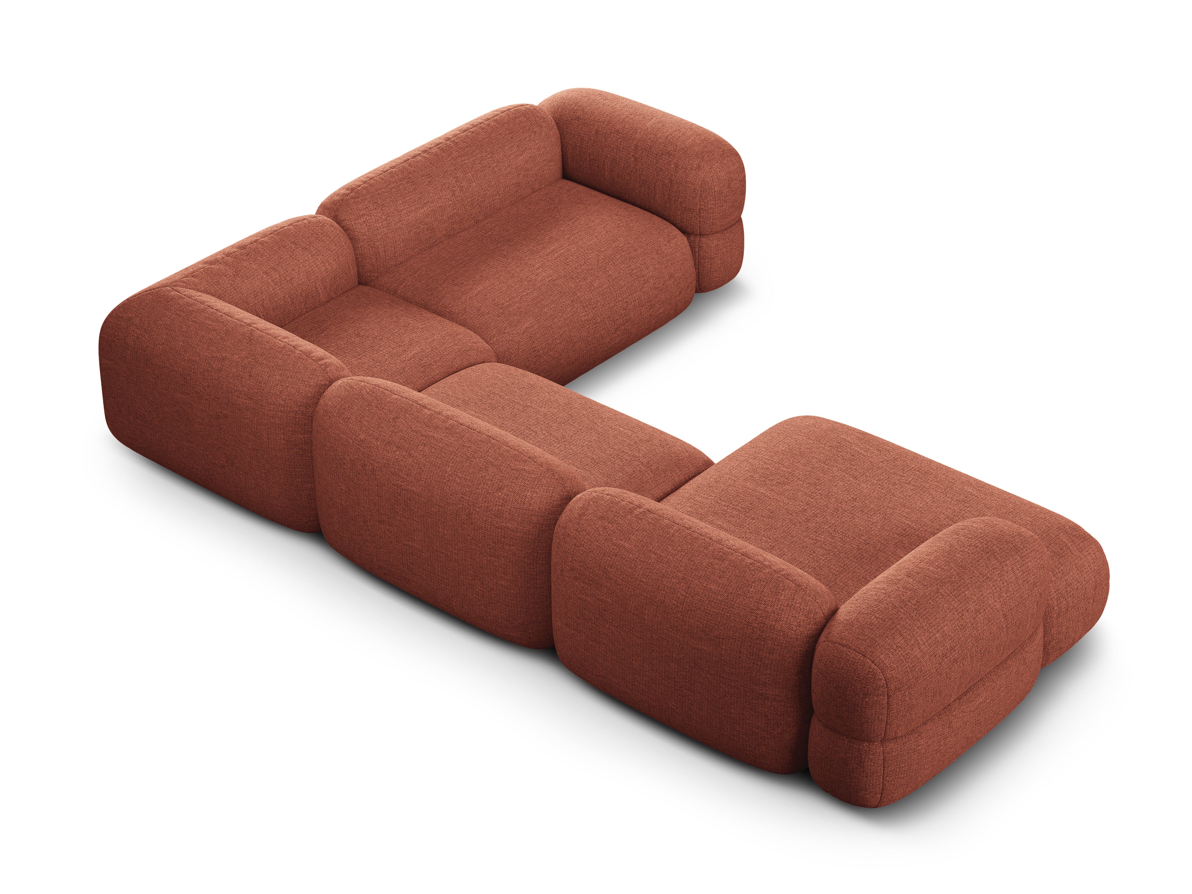Right-facing U-shaped corner sofa ROGER coral chenille