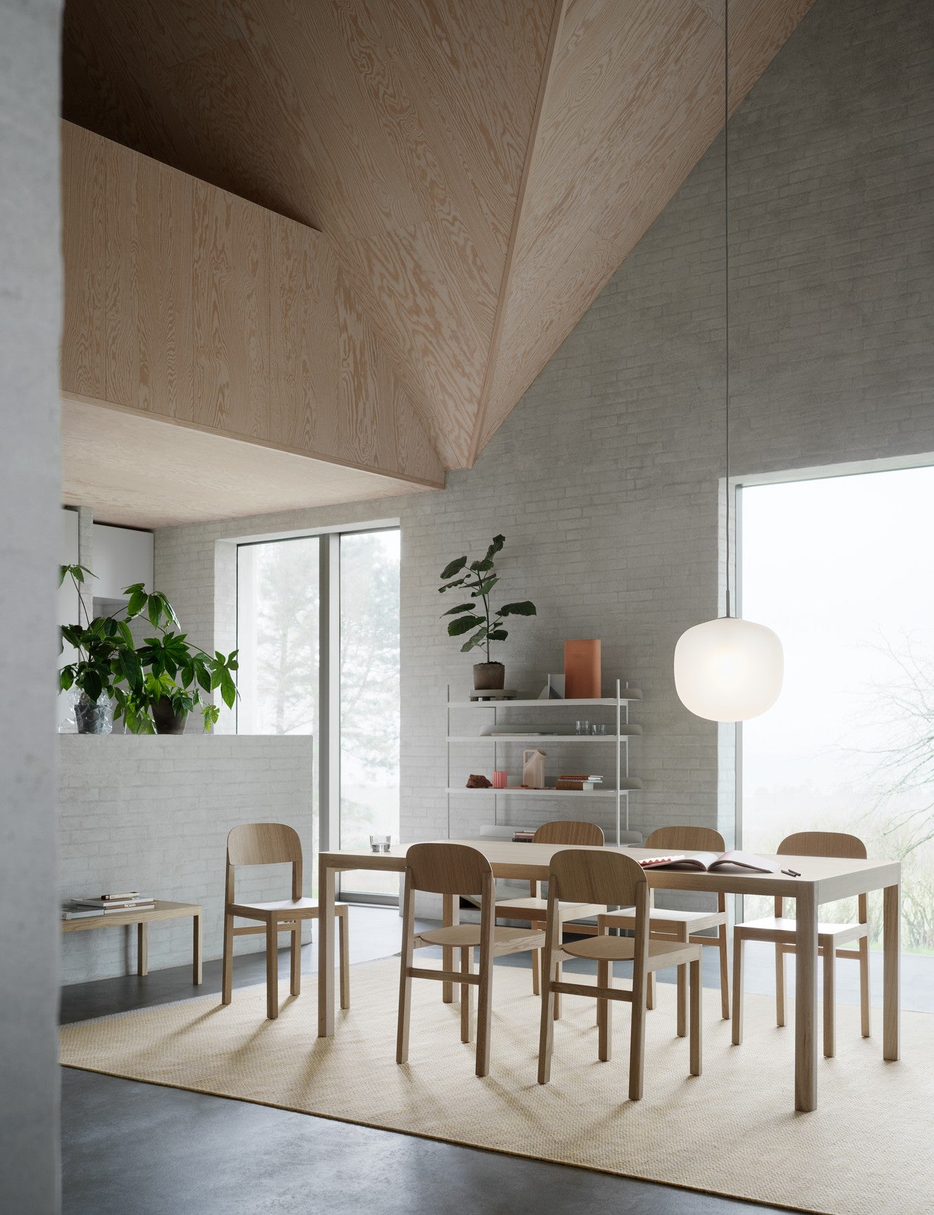 Stôl WORKSHOP šedé linoleum s dubovou základňou