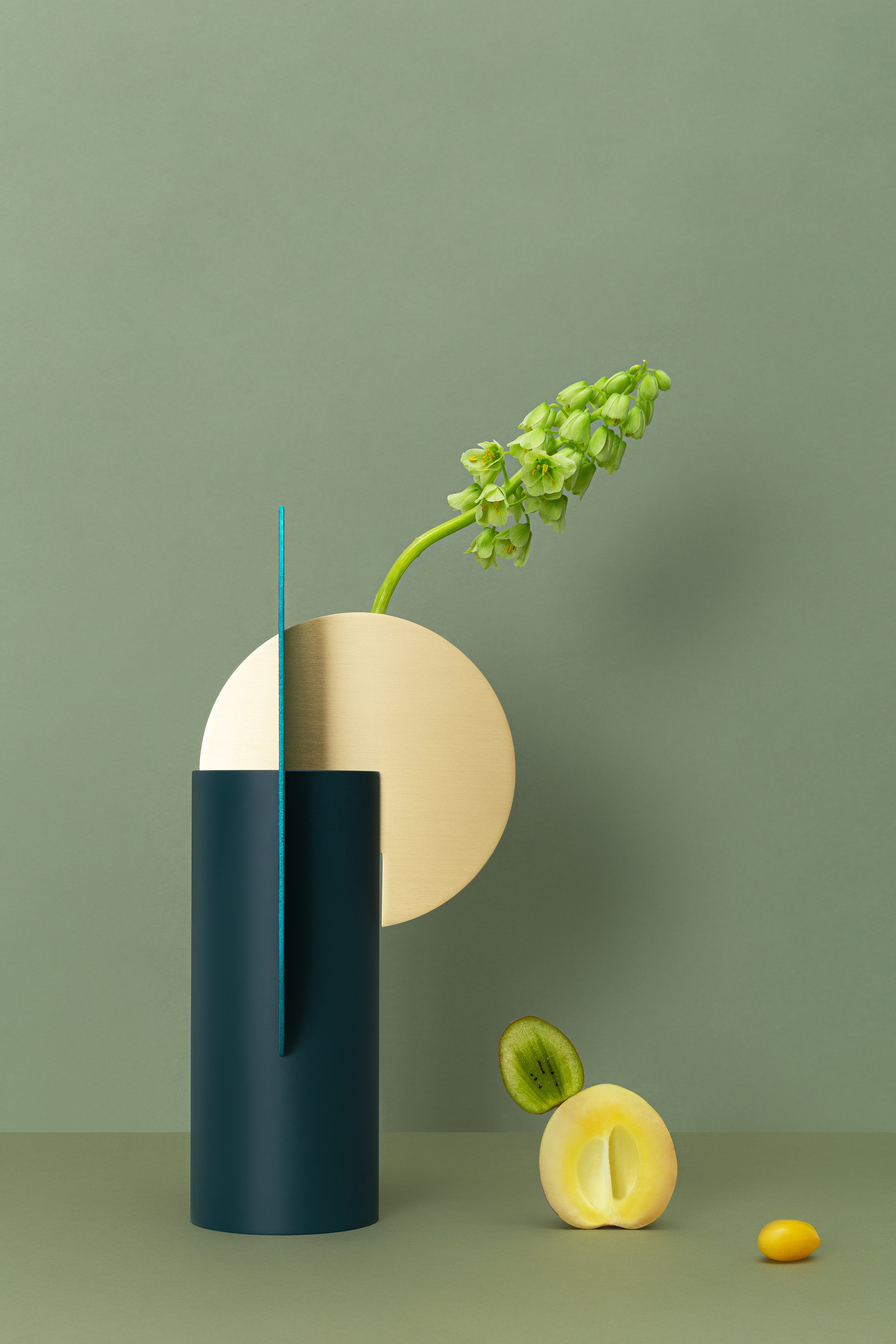 YERMILOV Vase - NUMBERED EDITION green with brass and oxidized copper