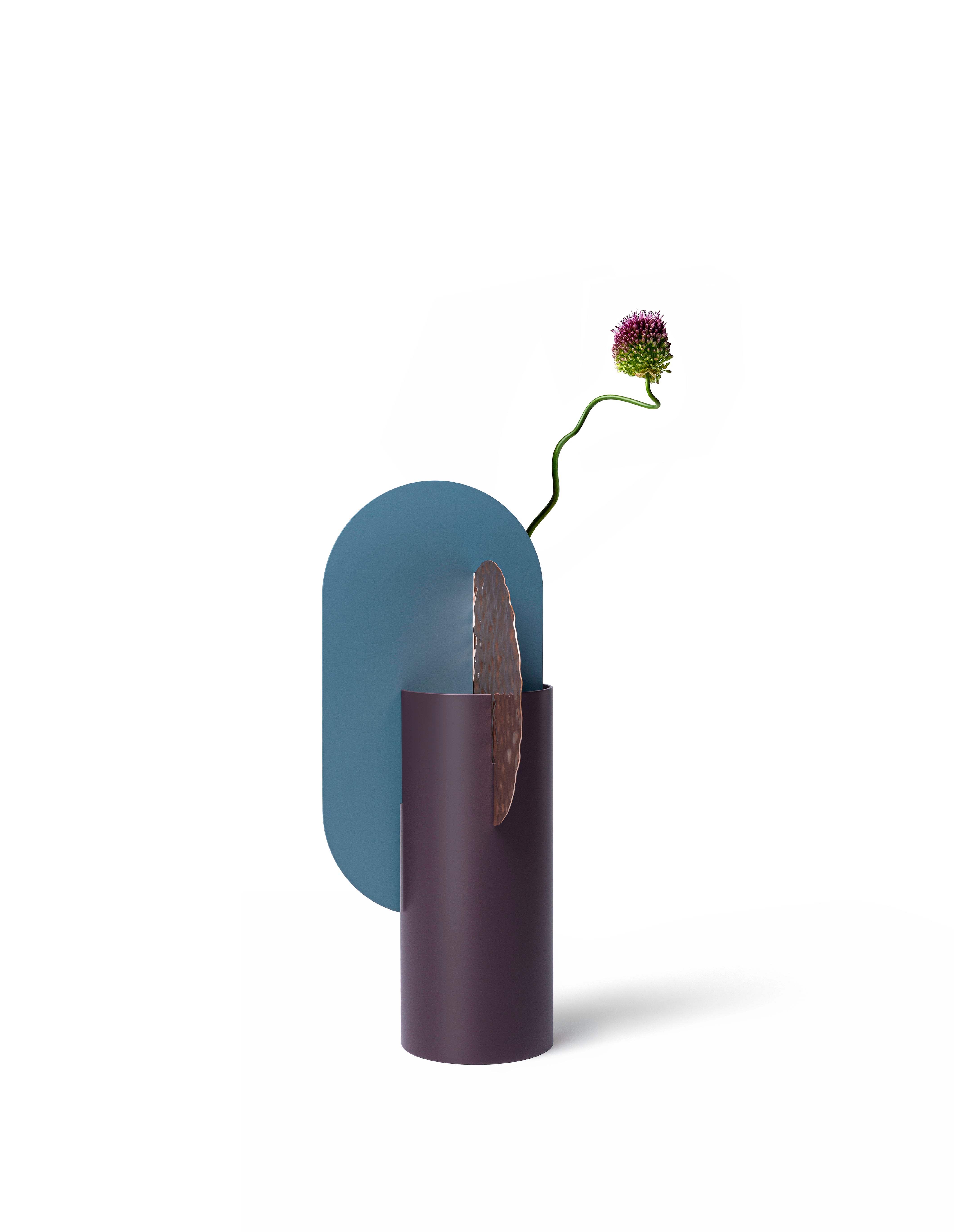 Váza YERMILOV - ČÍSLOVANÁ EDÍCIA bordová s modrou a medenou