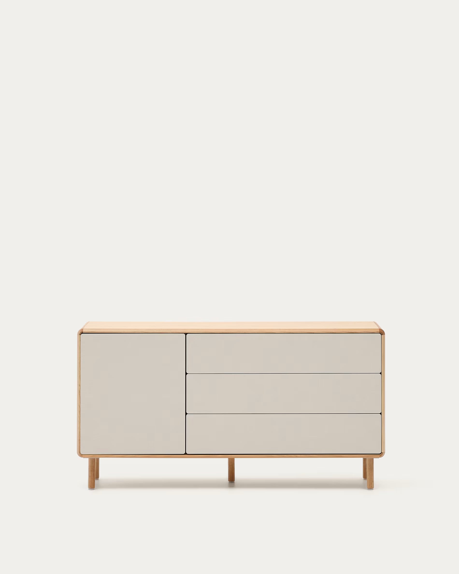 Komoda ANIELLE svetlosivá s drevom