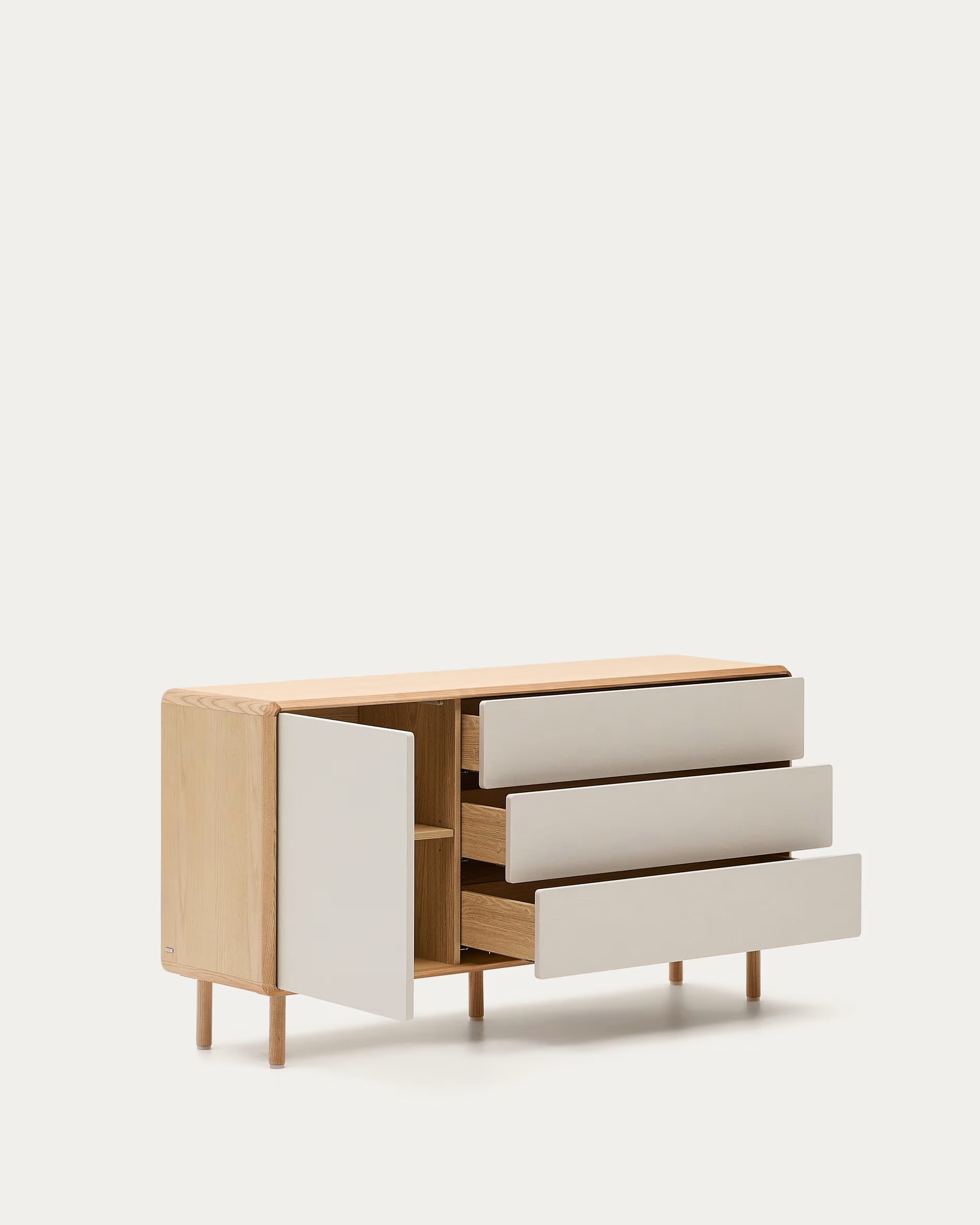 Komoda ANIELLE svetlosivá s drevom