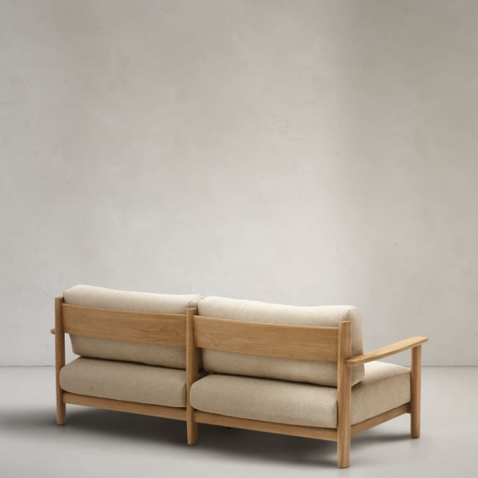 3-Seater Sofa TIRANT Beige with Wooden Base
