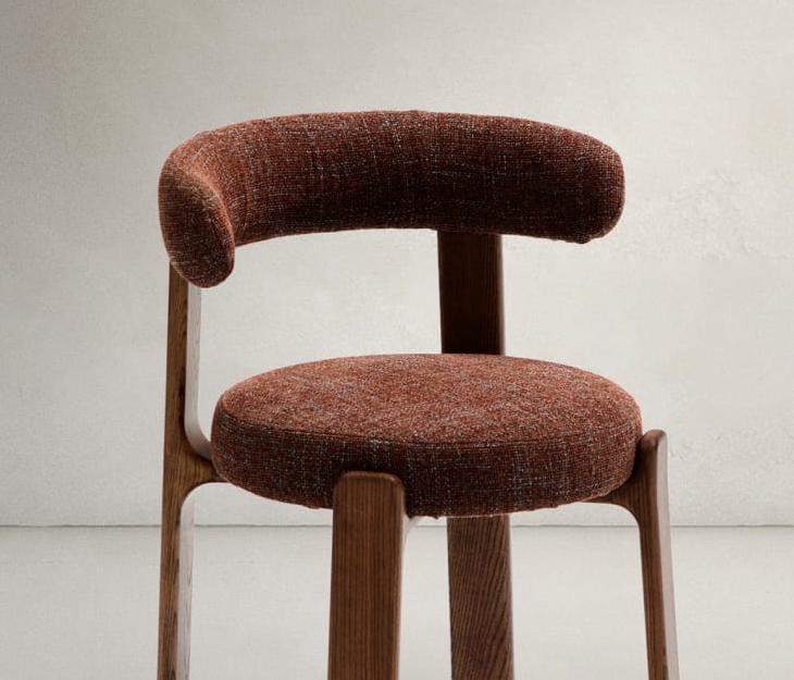 Stolička GRANITE hnedý šenil s tmavým jaseňovým podstavcom