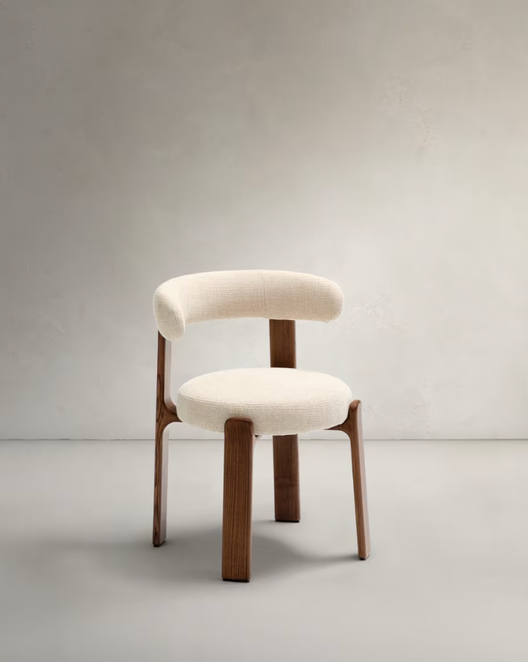 Stolička GRANITE béžový šenil s tmavým jaseňovým podstavcom