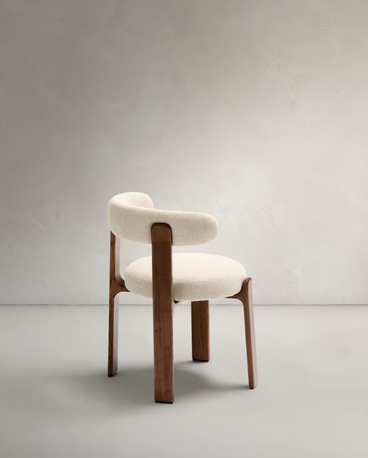 Stolička GRANITE béžový šenil s tmavým jaseňovým podstavcom