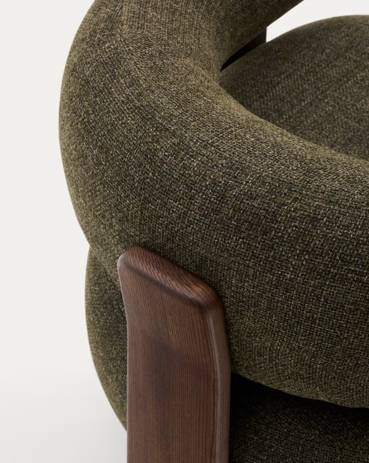 GRANITE green armchair with a dark ash base