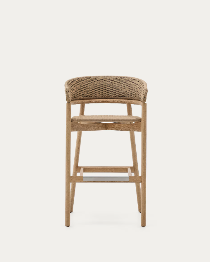 Hoker zewnętrzny ARINELLA lite drewno akacjowe z beżową liną