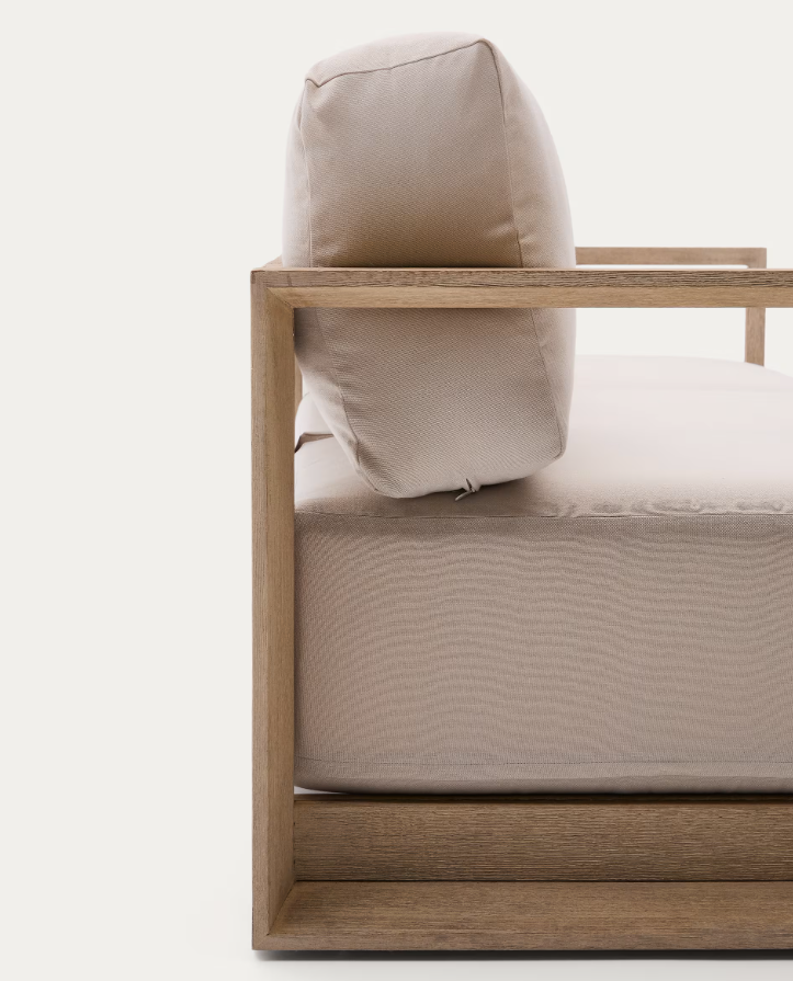 Záhradná pohovka pre 3 osoby AMBRA z akáciového dreva s krémovým sedadlom