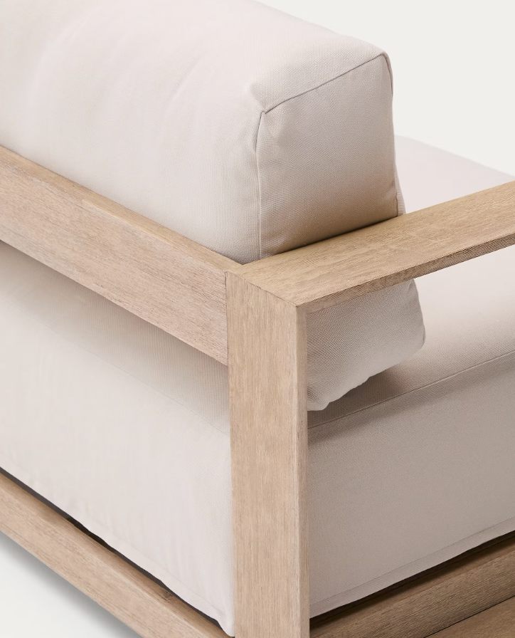 Záhradná pohovka pre 3 osoby AMBRA z akáciového dreva s krémovým sedadlom