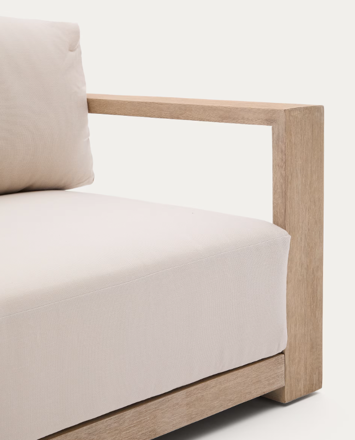 Záhradná pohovka pre 3 osoby AMBRA z akáciového dreva s krémovým sedadlom