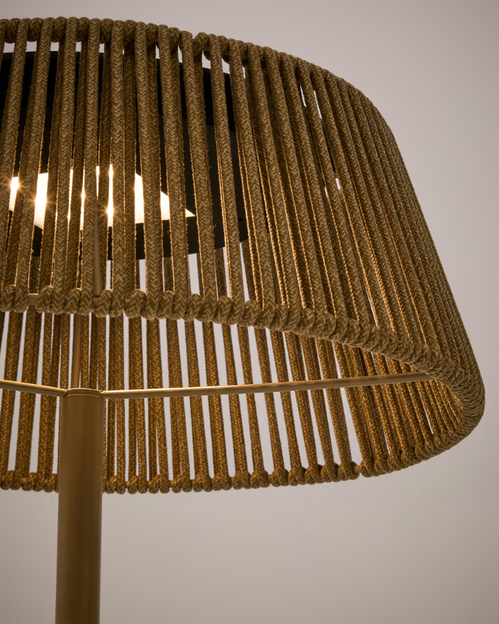 Záhradná podlahová lampa ALDET hnedo-sivá s lanom