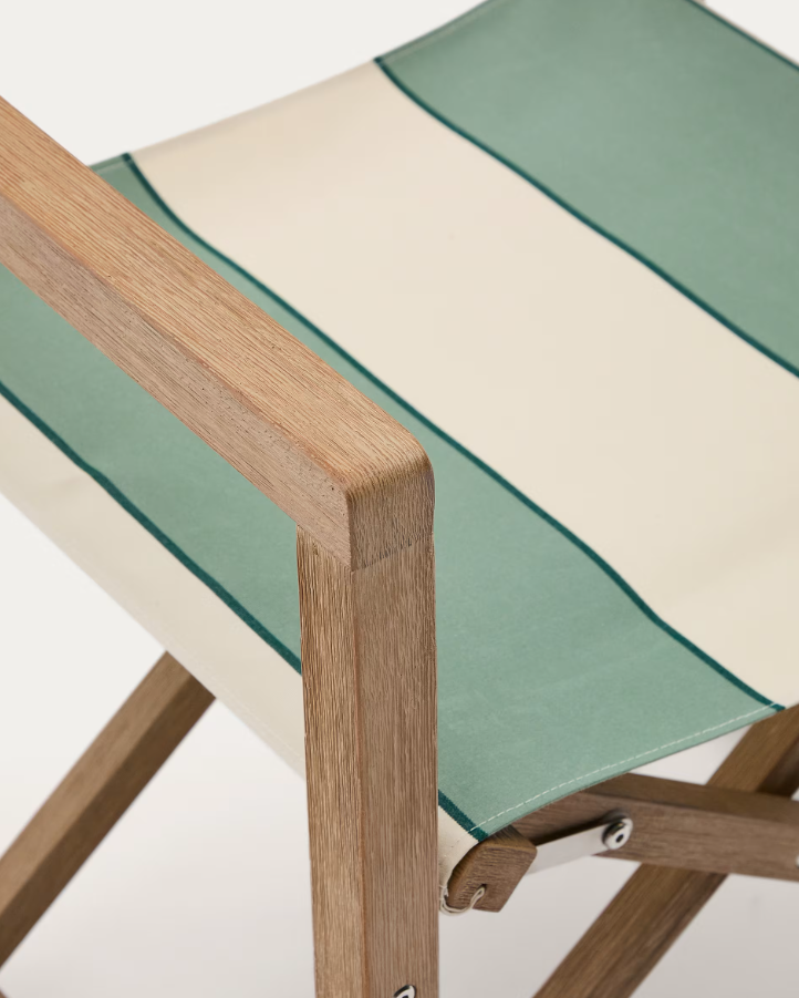 Vilara green and beige external chair with an acacia base