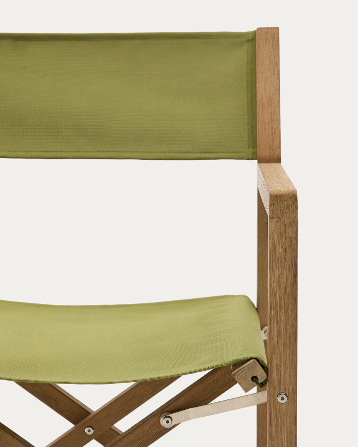 Skladacia vonkajšia stolička VILARA zelená s akáciovou základňou