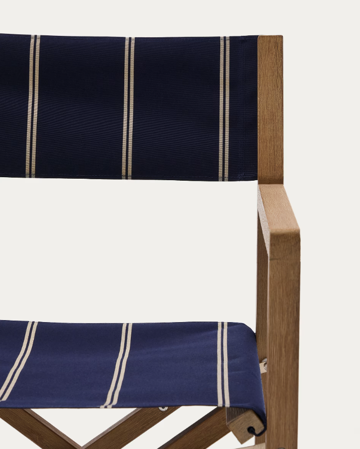 Skladacie vonkajšie kreslo VILARA modré s akáciovou základňou