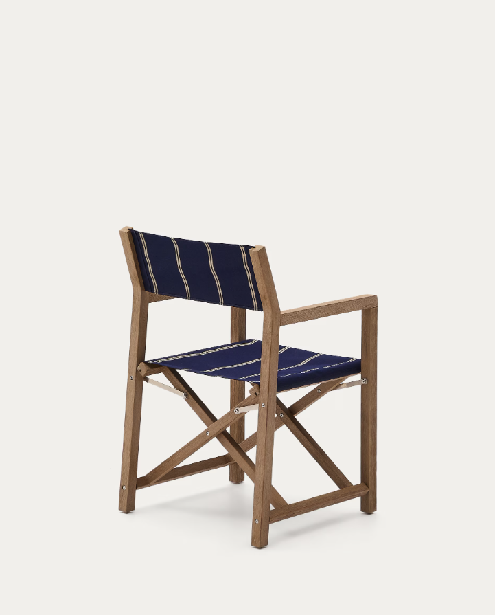 Skladacie vonkajšie kreslo VILARA modré s akáciovou základňou