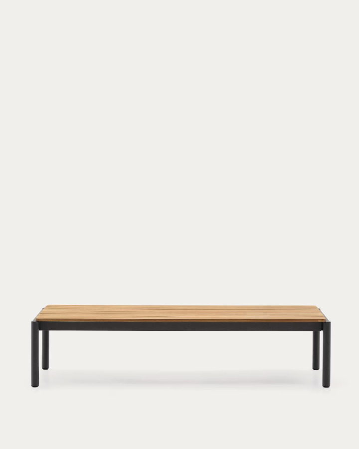 Záhradný konferenčný stolík SORELLS z teakového dreva so sivým podstavcom