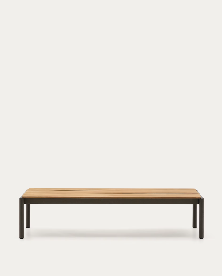 Záhradný konferenčný stolík SORELLS z teakového dreva s tmavozeleným podstavcom