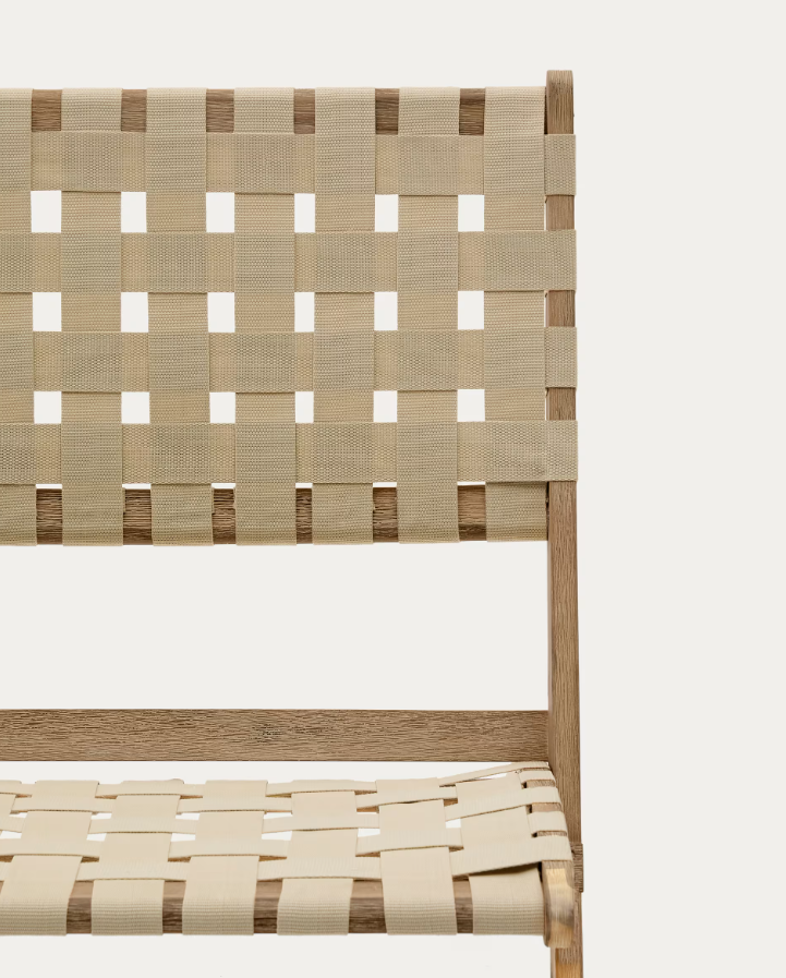 Skladací záhradný fotel CHABELI z masívneho akáciového dreva s krémovým povrchom