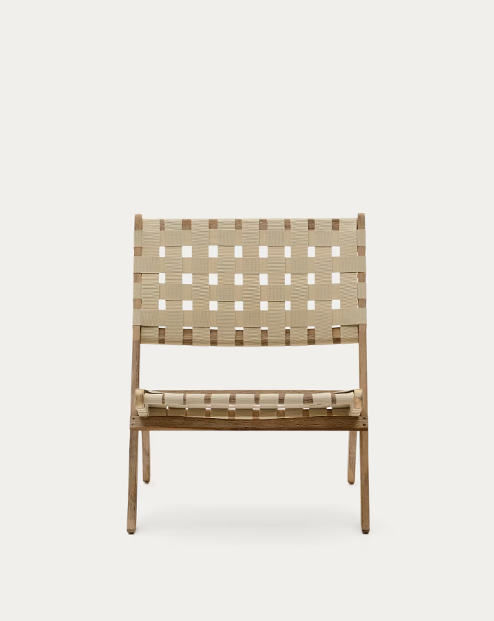 Skladací záhradný fotel CHABELI z masívneho akáciového dreva s krémovým povrchom