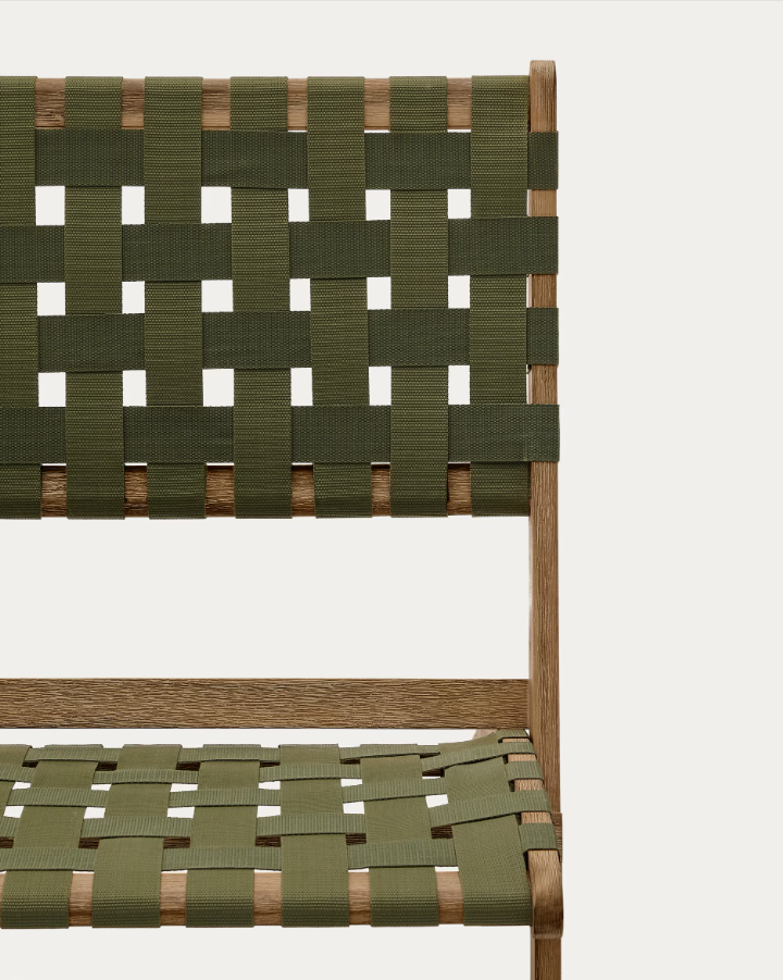 Skladací záhradný fotel CHABELI z masívneho akáciového dreva so zeleným povrchom