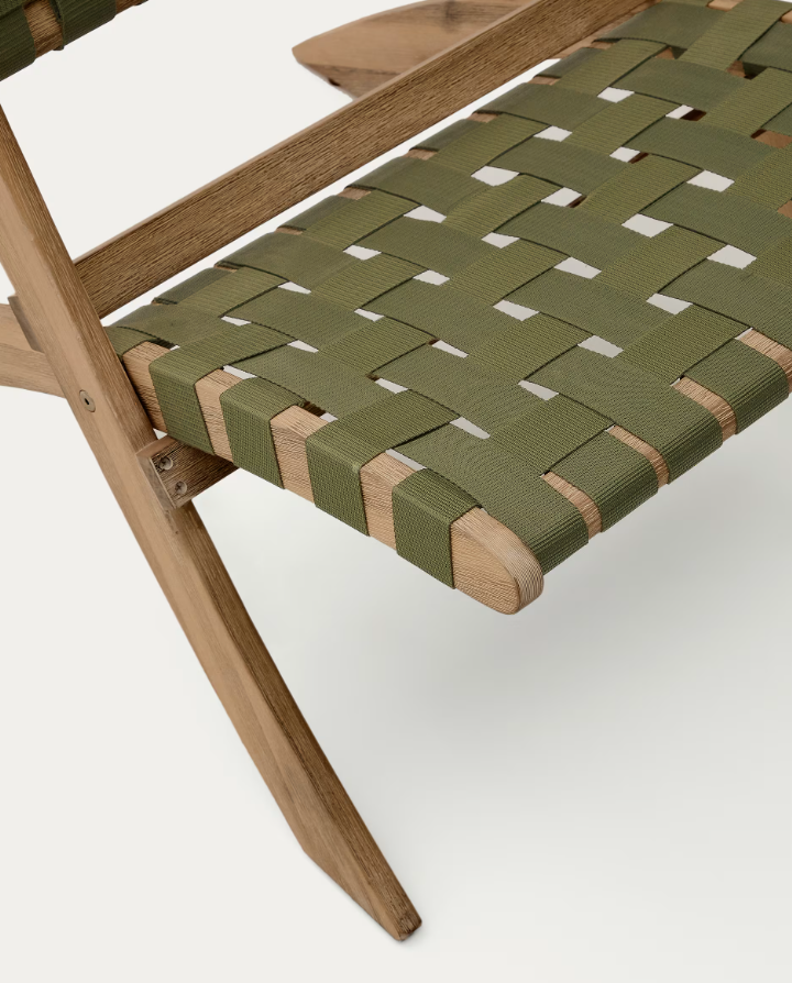 Skladací záhradný fotel CHABELI z masívneho akáciového dreva so zeleným povrchom