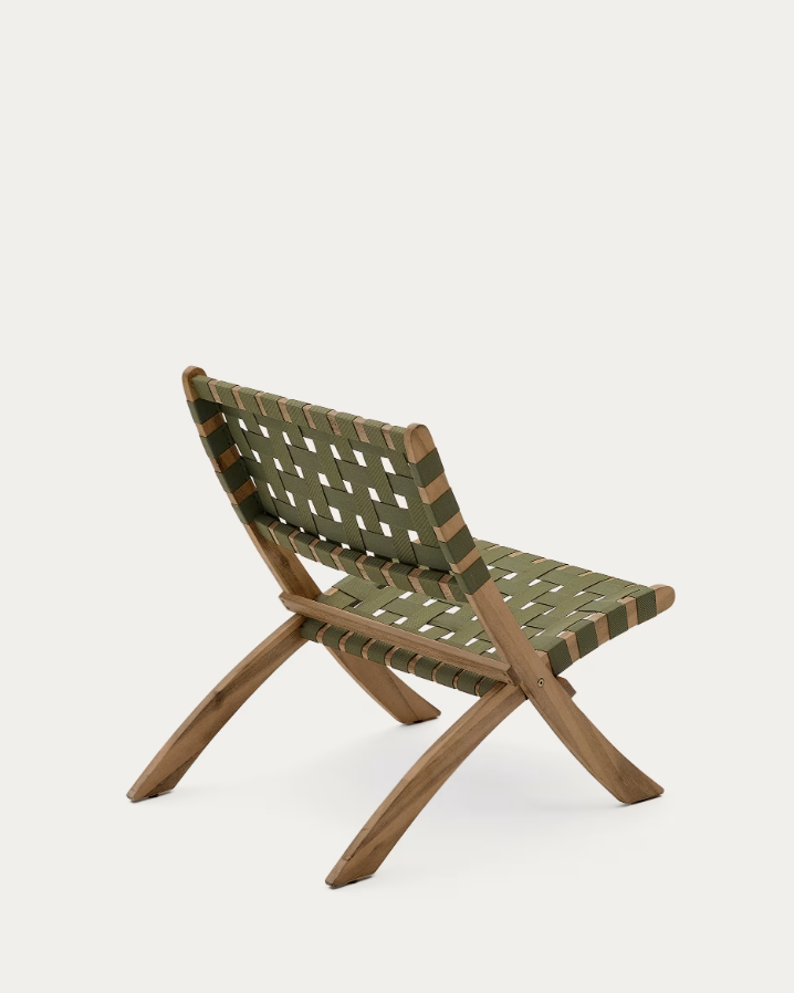 Skladací záhradný fotel CHABELI z masívneho akáciového dreva so zeleným povrchom