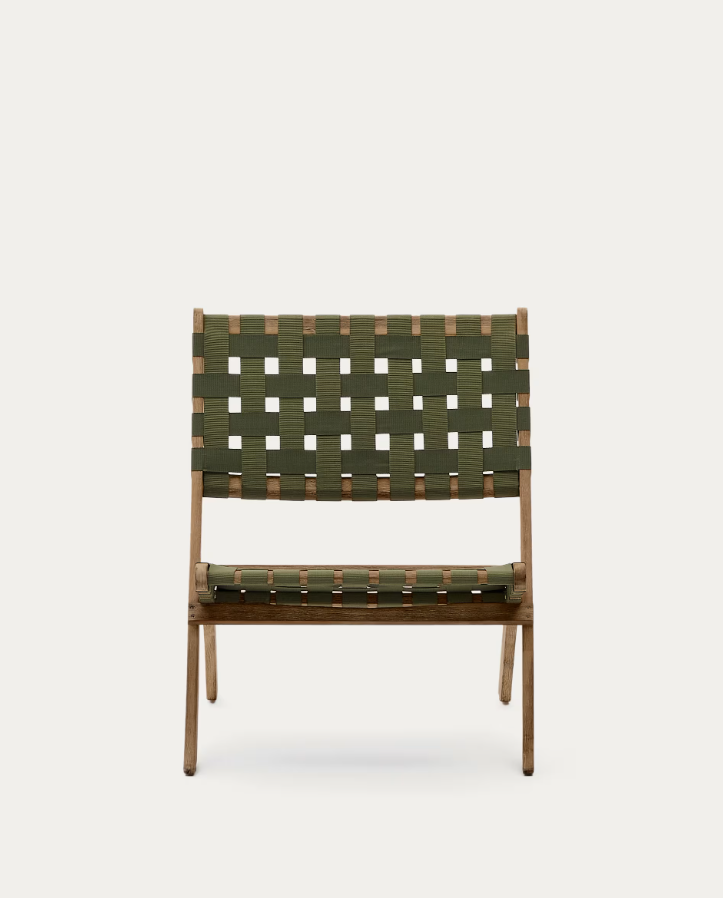 Skladací záhradný fotel CHABELI z masívneho akáciového dreva so zeleným povrchom