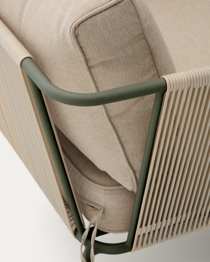 Zivia Écru outer armchair with a steel base