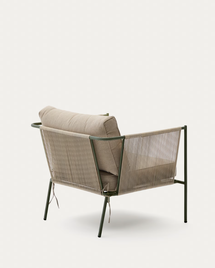 Zivia Écru outer armchair with a steel base