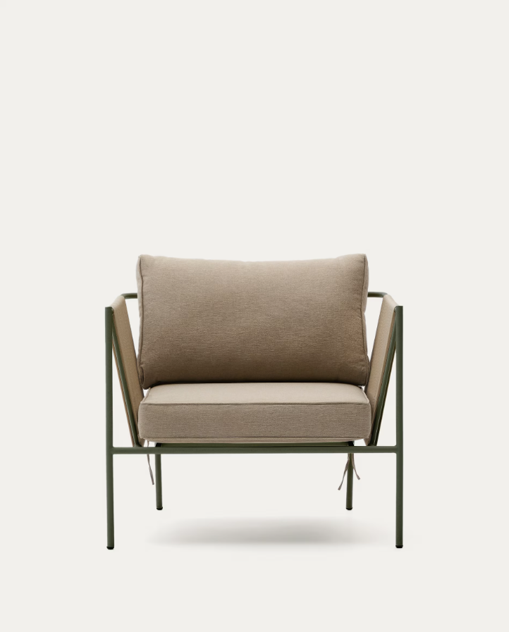 Zivia Écru outer armchair with a steel base