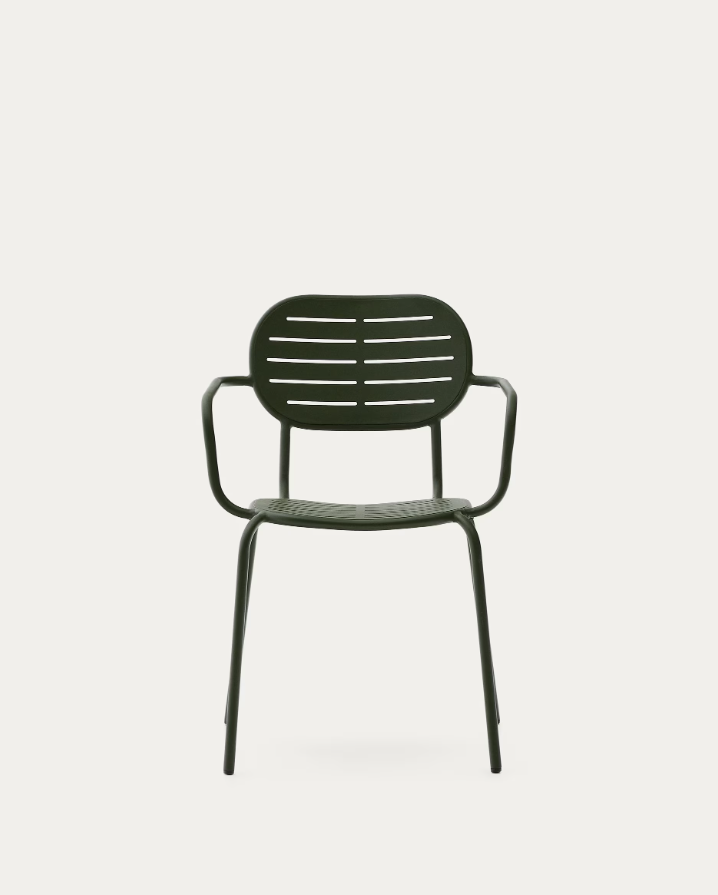 Garden chair with armrests Brai Green Stal