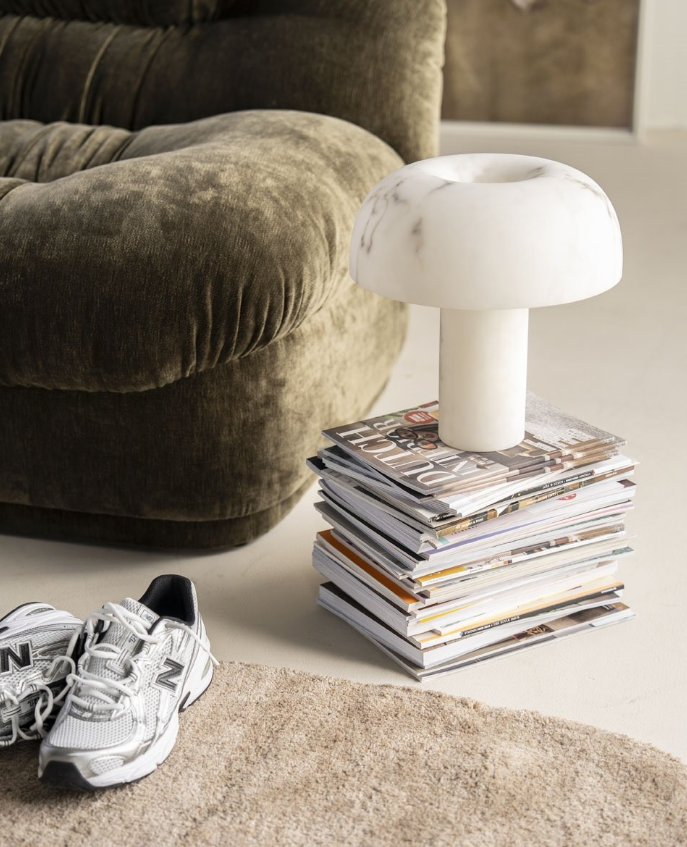 Stolná lampa GLOWSTONE krémová