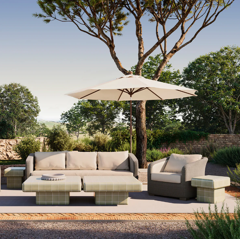 Vonkajší konferenčný stolík MATEO teplá šedá