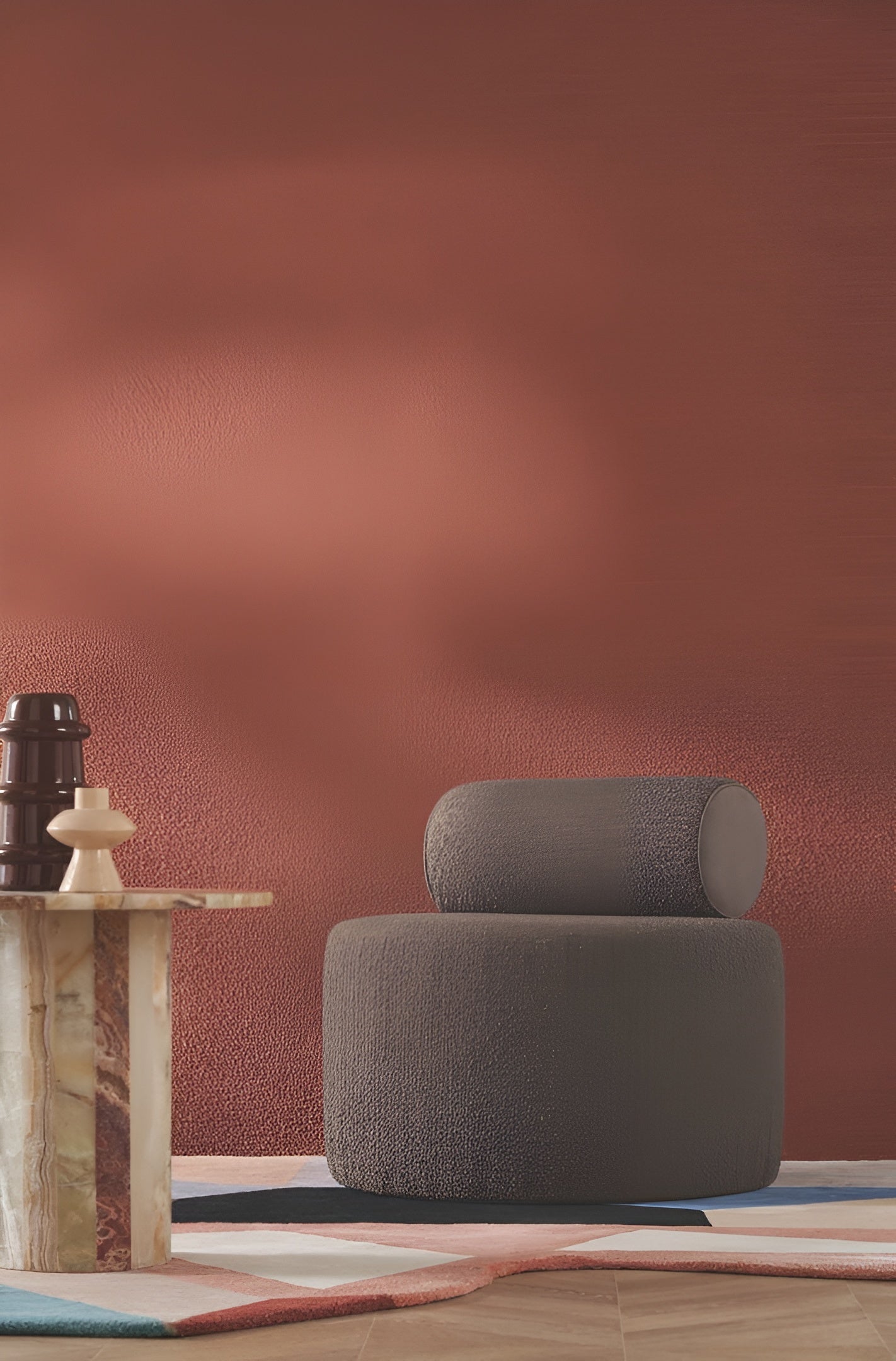 Tapeta tekstylna strukturalna boucle ETREINTE - TERRACOTTA terakota