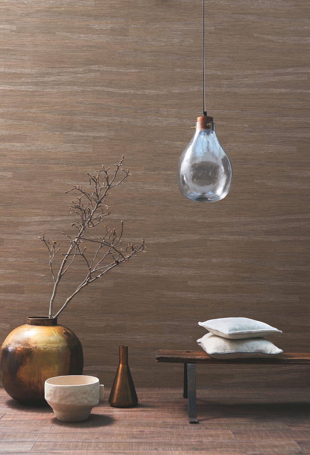 Textile wallpaper with a striped structure and jacquard weave HALANA - VERT EMERAUDE emerald