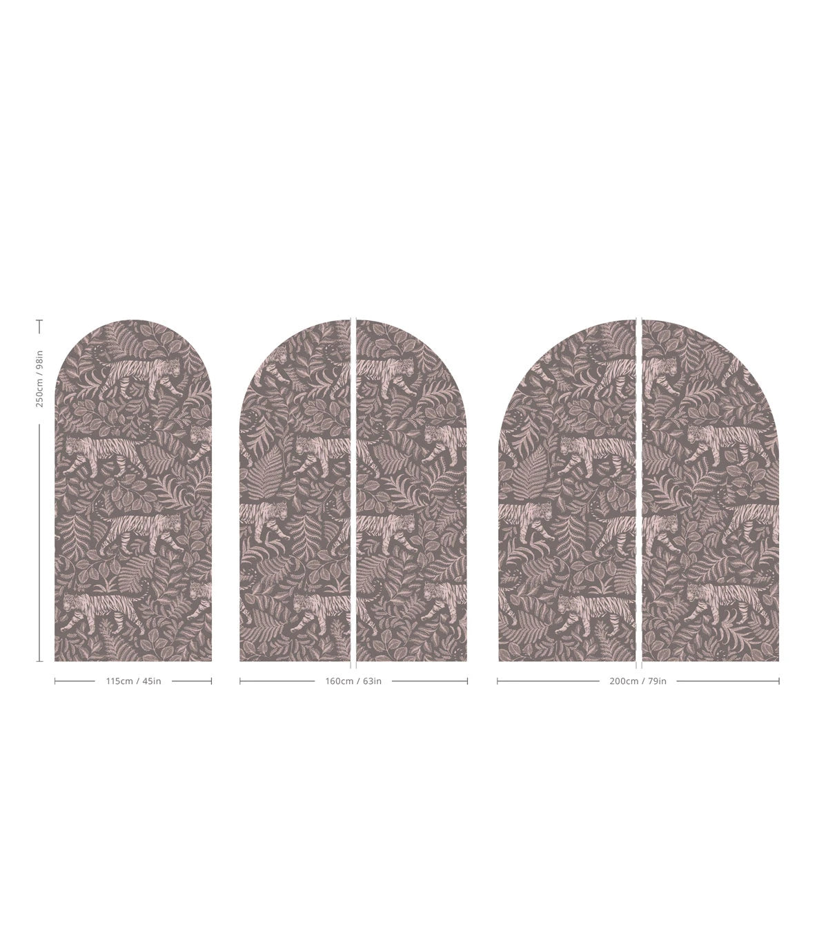 Mural flizelinowy w kształcie łuku CAMOUFLAGED TIGER szary z różowym