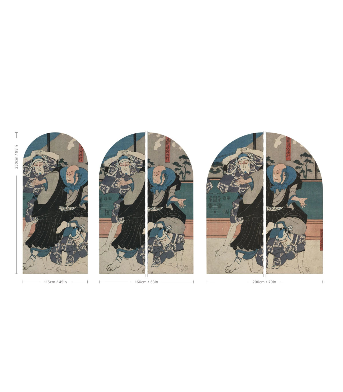 Mural flizelinowy w kształcie łuku ZEN WARRIORS ciemnoniebieski