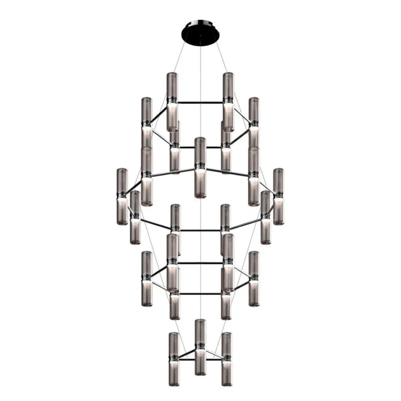 Transparent ZEPHYR chandelier with black finish
